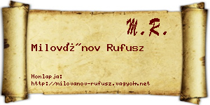 Milovánov Rufusz névjegykártya